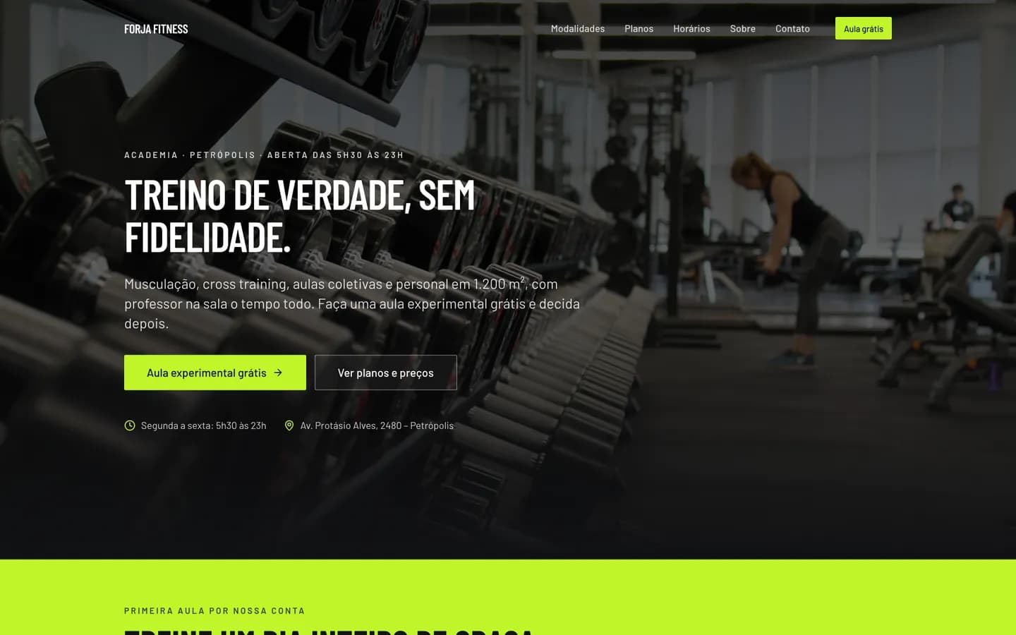Modelo de site para Academia / Personal / Studio