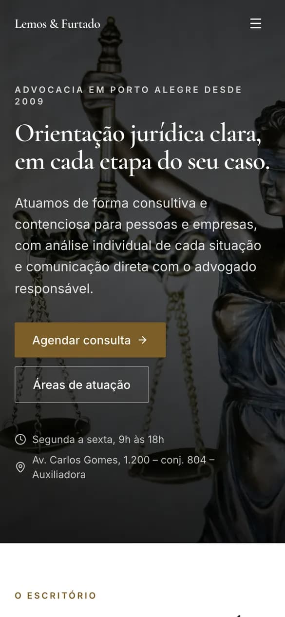 Modelo de site para Escritório de advocacia no celular