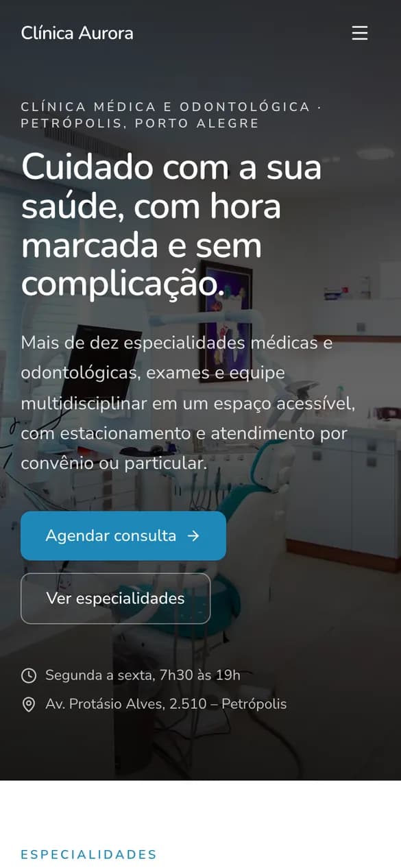 Modelo de site para Clínica / Consultório / Odonto no celular