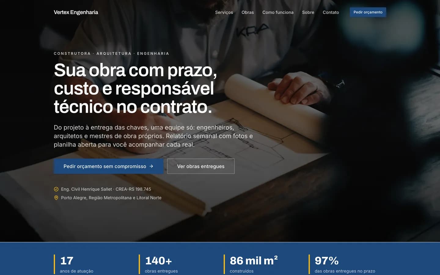 Modelo de site para Construtora / Arquitetura / Engenharia