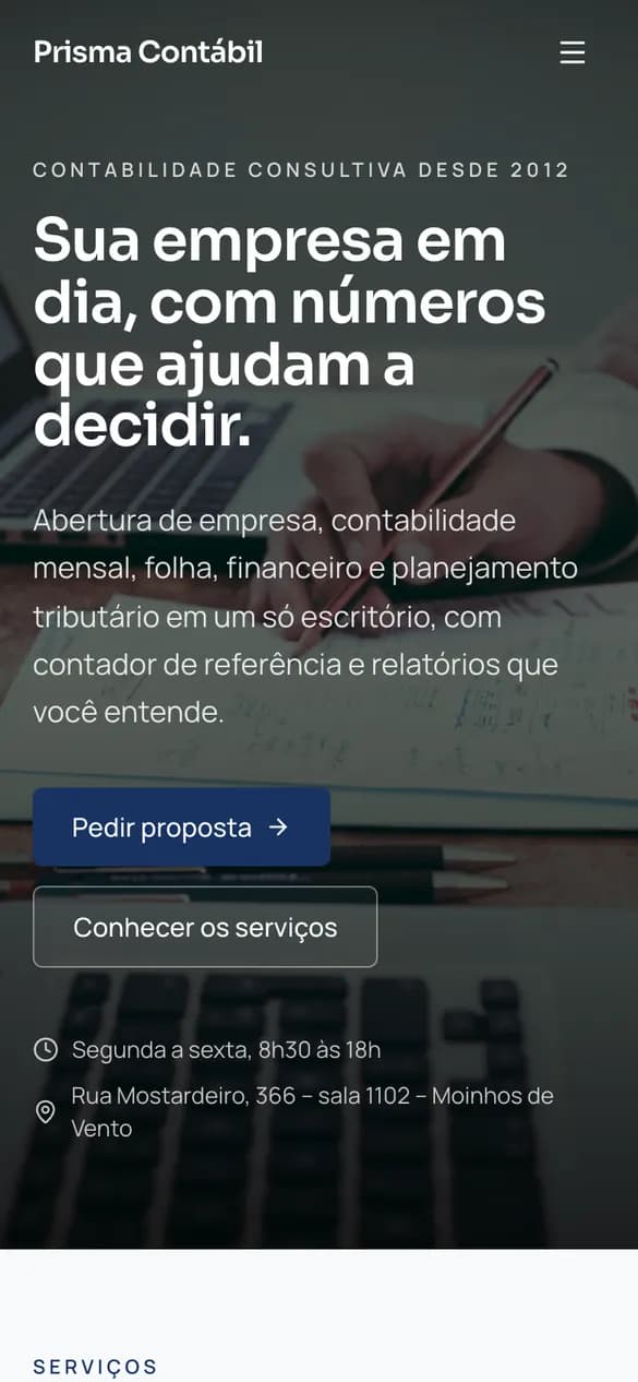 Modelo de site para Contabilidade / Consultoria no celular