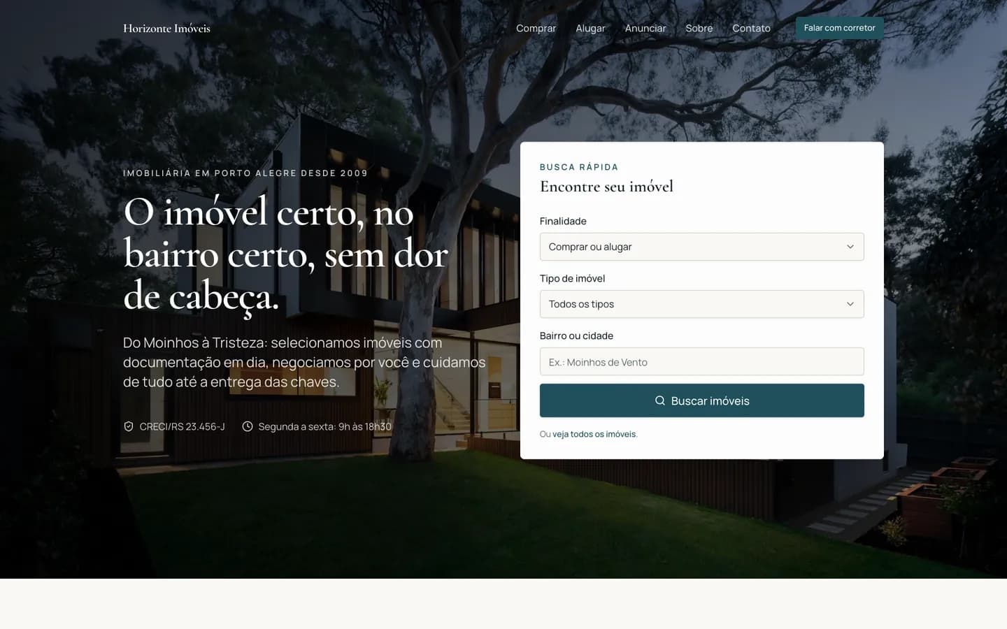 Modelo de site para Imobiliária / Corretor