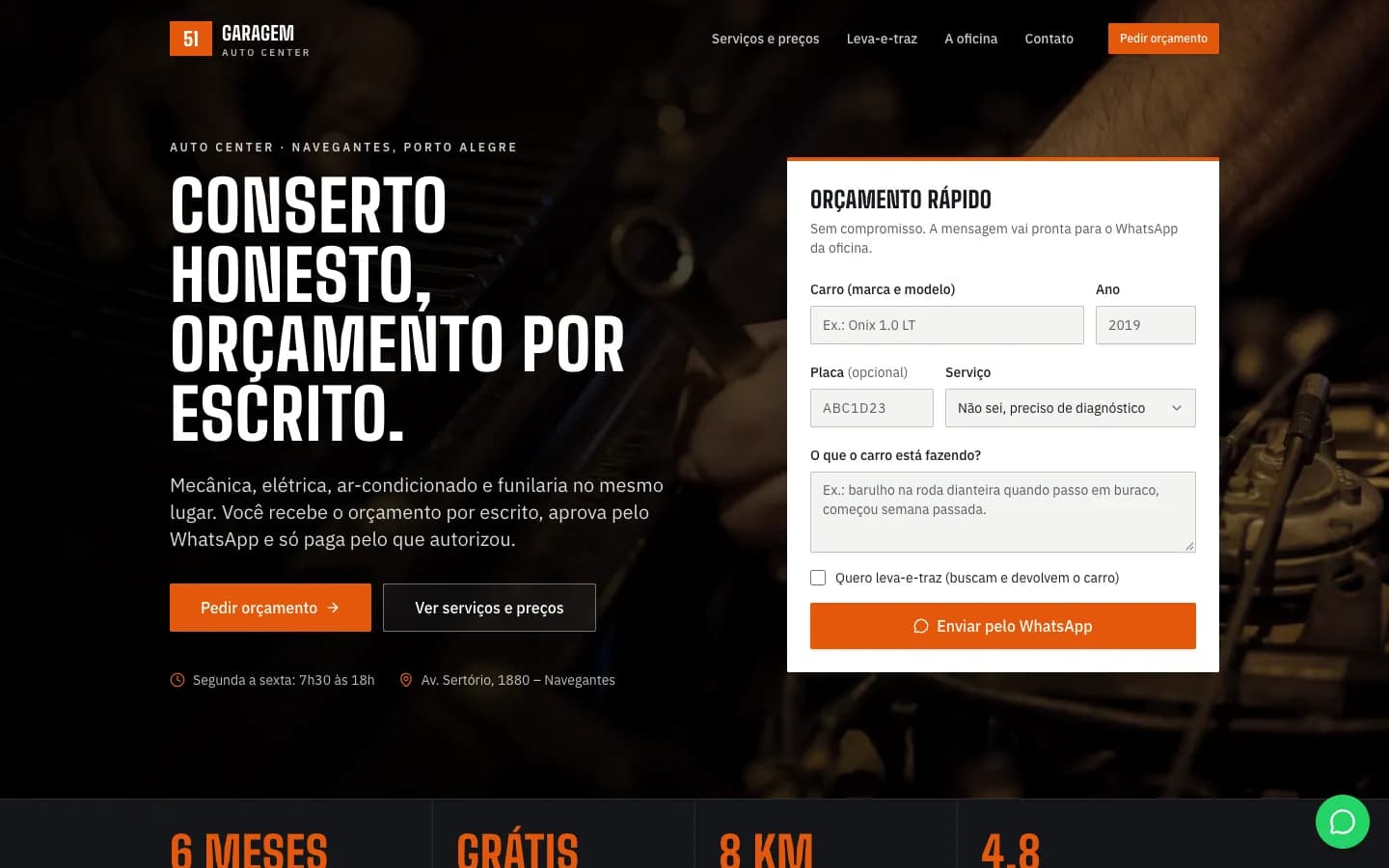 Modelo de site para Mecânico / Oficina / Auto center