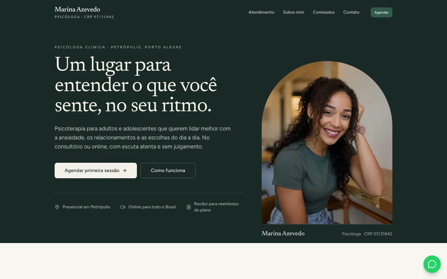 Modelo de site para Psicólogo / Nutricionista / Fisioterapeuta