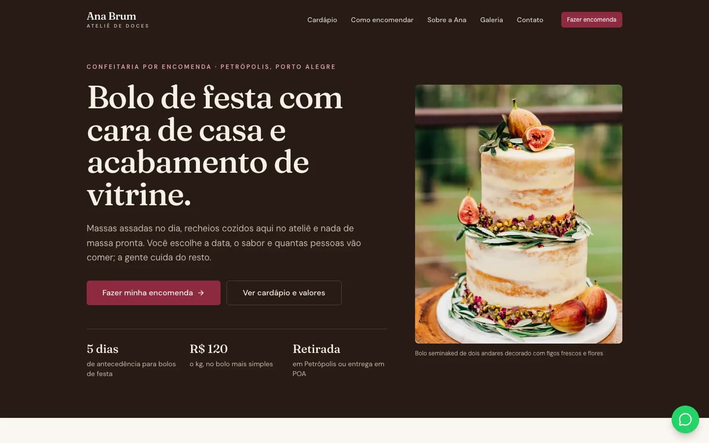 Modelo de site para Confeitaria / Doces / Marmitas por encomenda