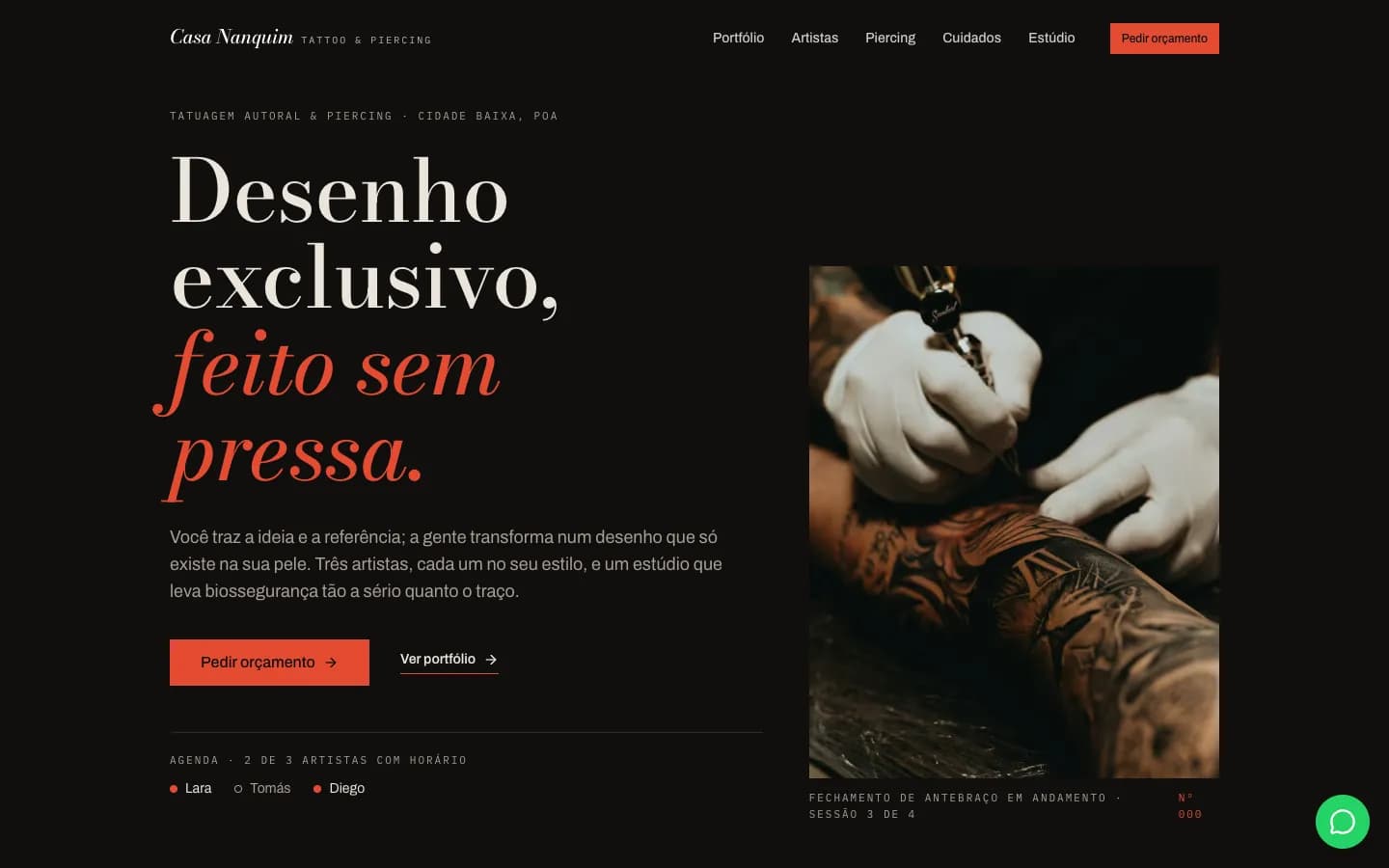 Modelo de site para Tatuador / Estúdio de tatuagem / Piercing